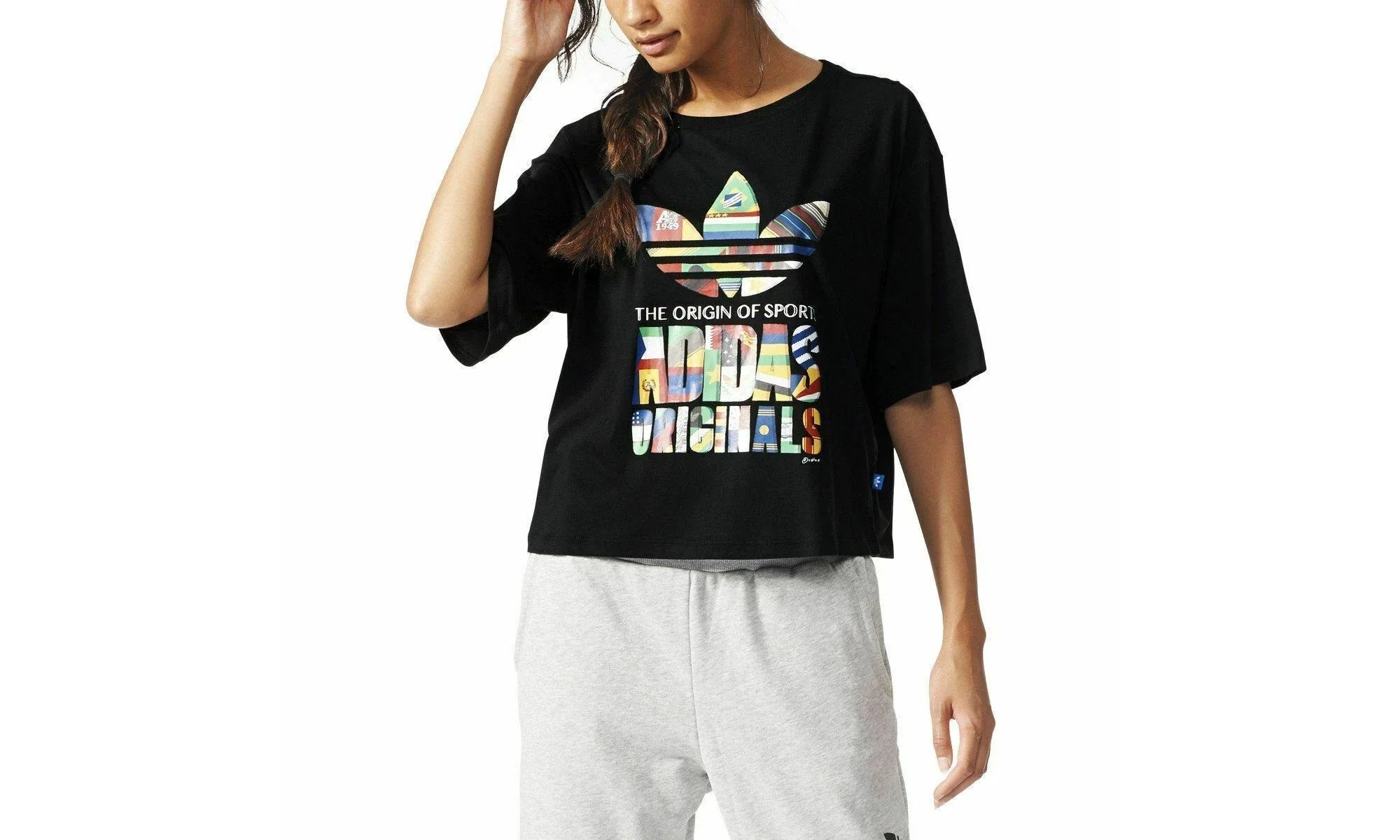 Originals Ramera Flag Cropped Tee WMNS "Black" AJ8944