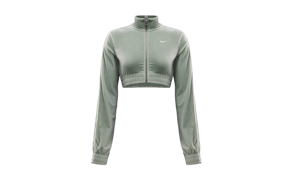 Sportswear Collection Cropped Velour Full Zip Top WMNS "Jade Horizon / Sail / Sail" FZ3679 370