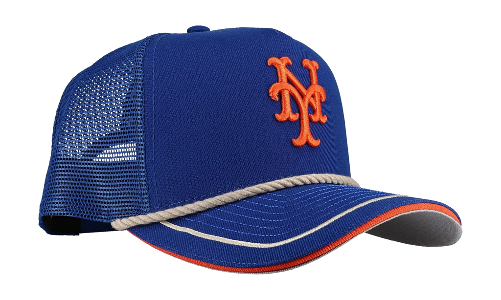 9FIFTY New York Mets A Frame Trucker Snapback Hat "Rope - Royal Blue" 44587537432764