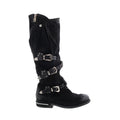 Trigg 516323-201 Womens Black Leather Hook & Loop Knee High Boots