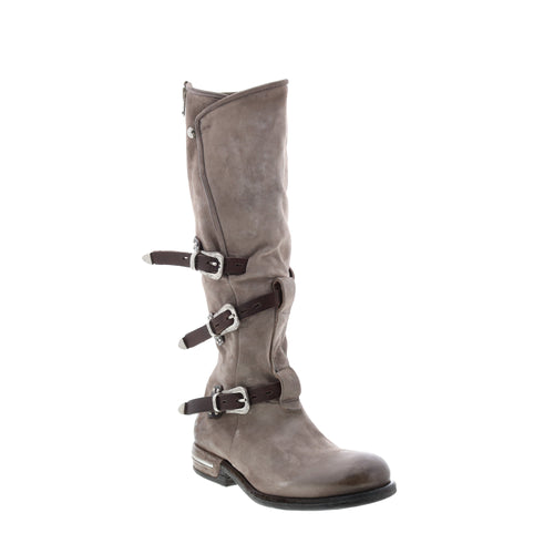 Trigg 516323-203 Womens Gray Leather Hook & Loop Knee High Boots