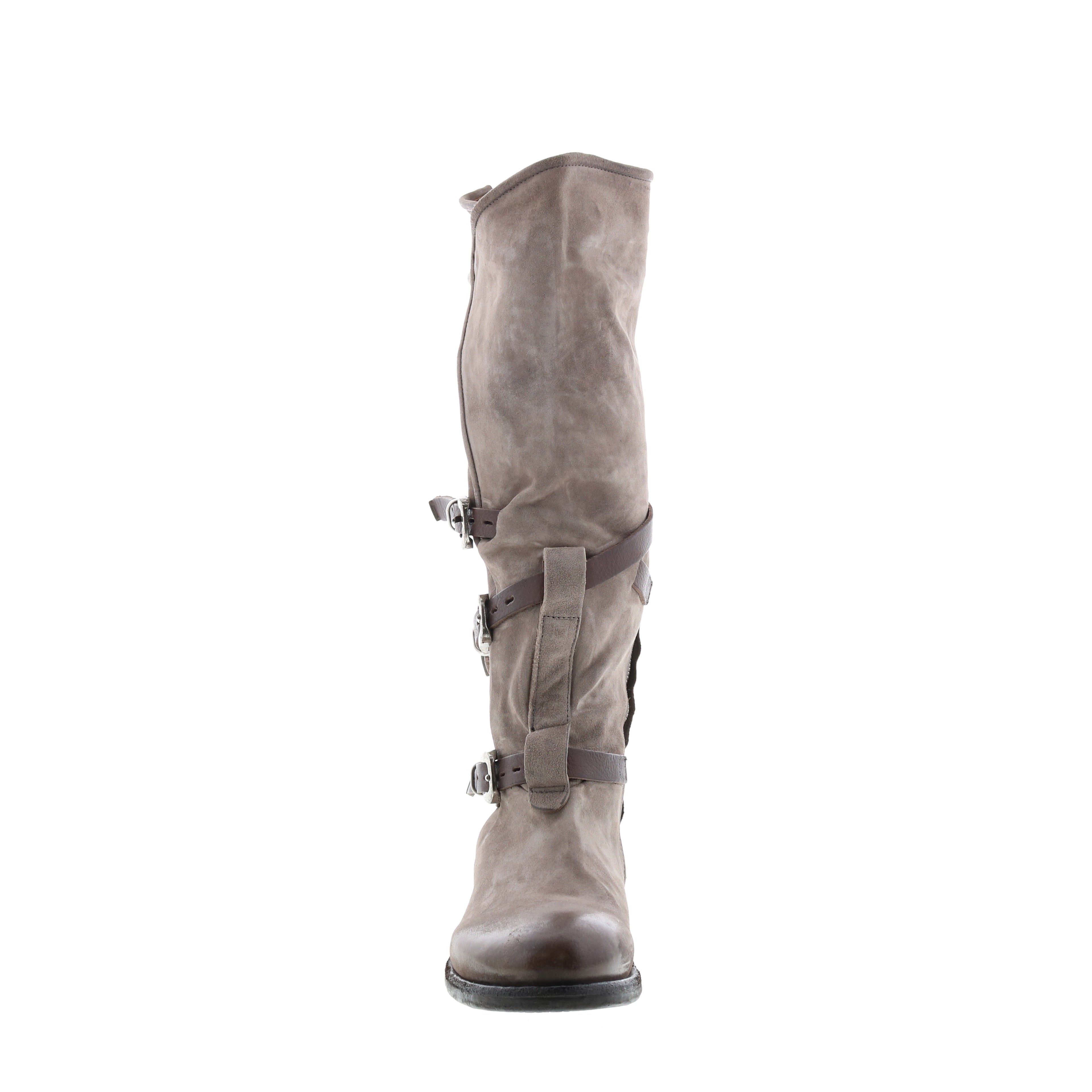 Trigg 516323-203 Womens Gray Leather Hook & Loop Knee High Boots
