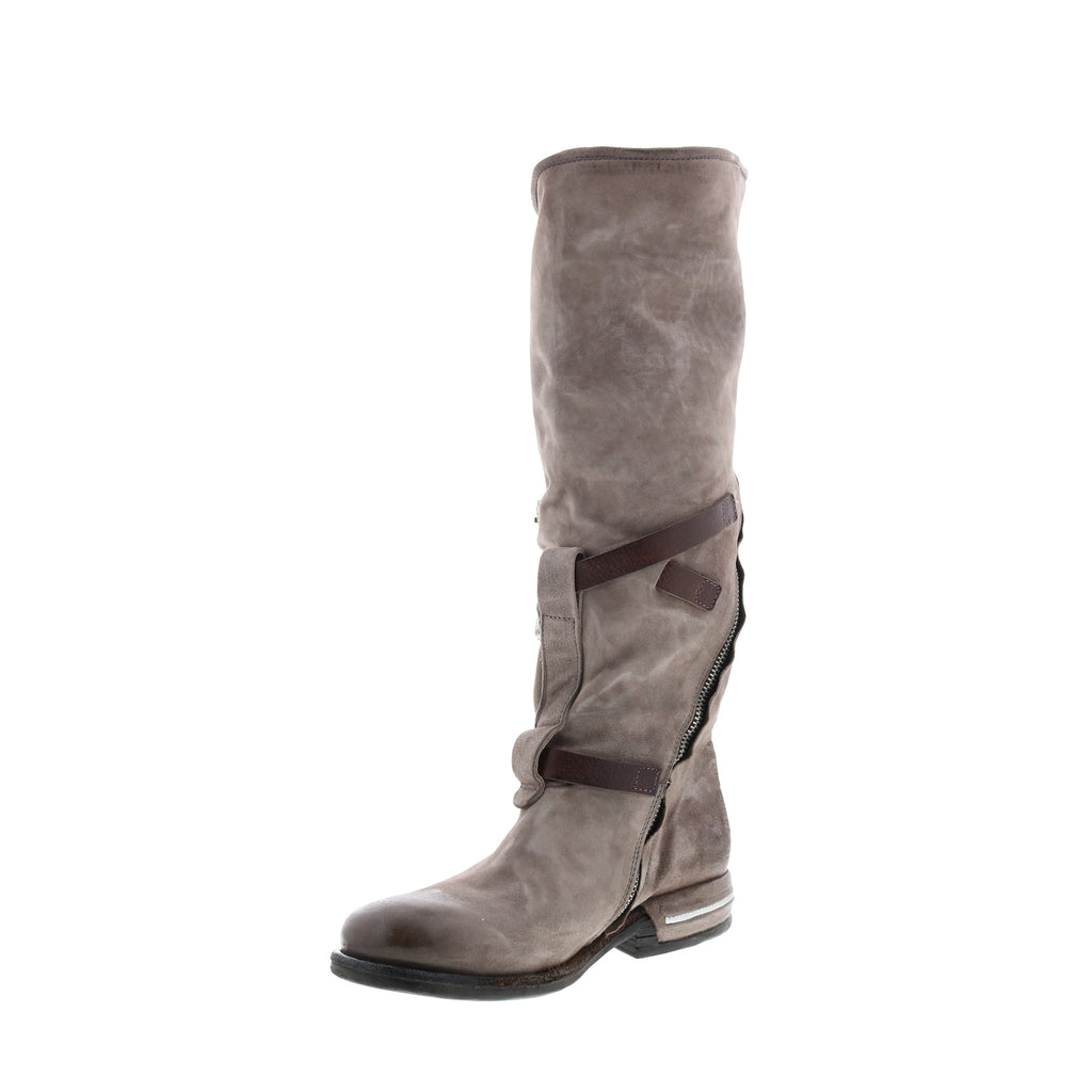 Trigg 516323-203 Womens Gray Leather Hook & Loop Knee High Boots