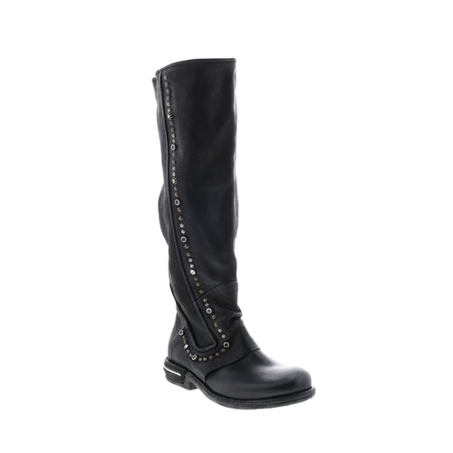 Tye 516338-201 Womens Black Leather Zipper Knee High Boots