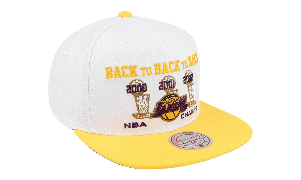 NBA Hardwood Classics 00-02 Champ Flipside Snapback Cap "Los Angeles Lakers - White / Yellow" HS8705 LALWHYW