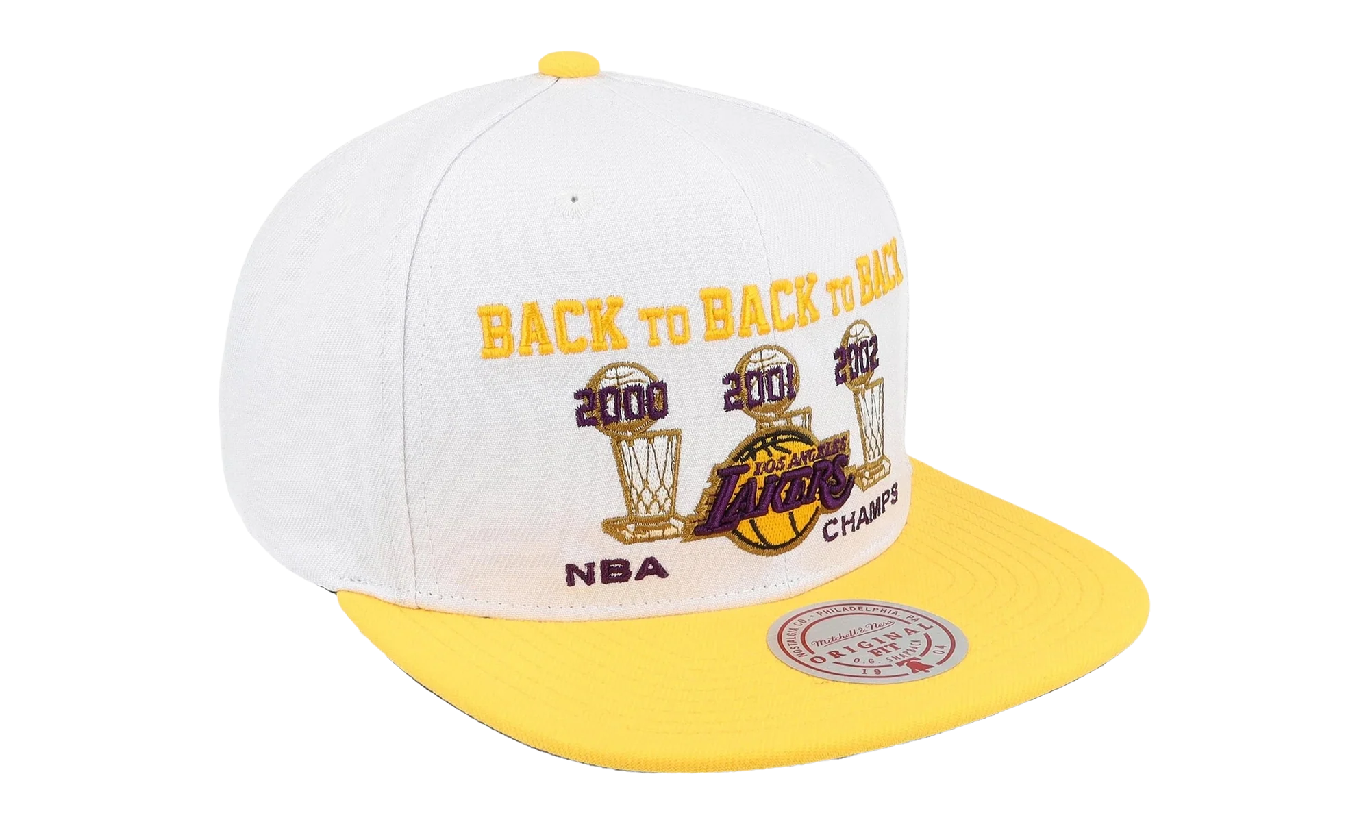 NBA Hardwood Classics 00-02 Champ Flipside Snapback Cap "Los Angeles Lakers - White / Yellow" HS8705 LALWHYW