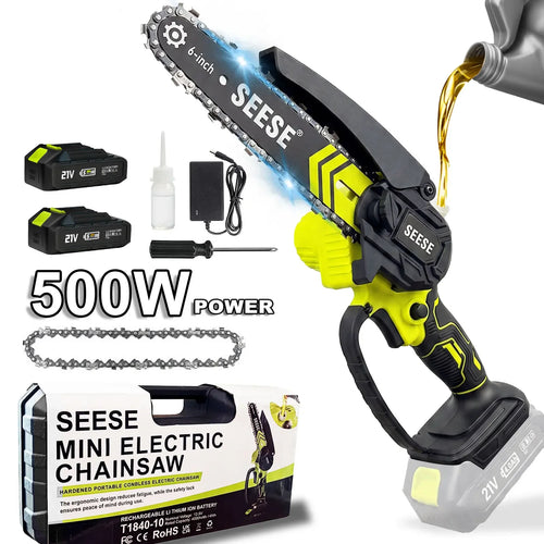 6-Inch Brushless Mini Chainsaw Cordless with Auto Oiling & 2000mAh Battery