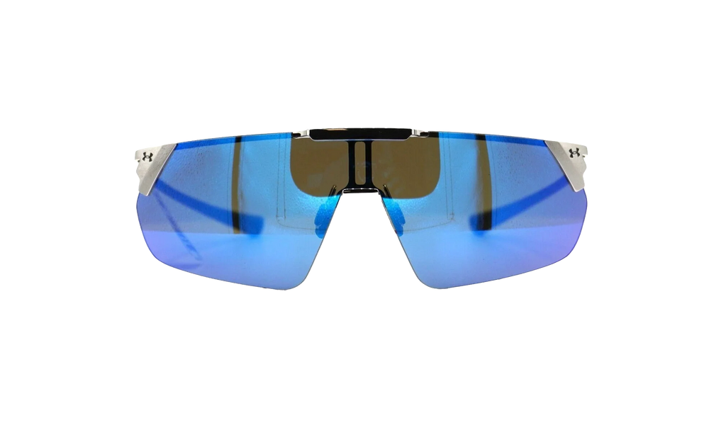 Litewire Shield Sunglasses "Gray Blue Mirror - Gloss Silver / Gray Rubber" 8600135 014361
