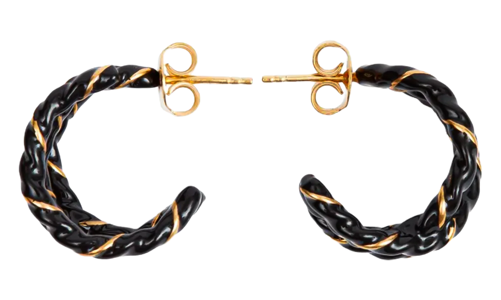 GOLD PLATED TWISTED EARRINGS "Black / Gold" SM1VG0051P6477967