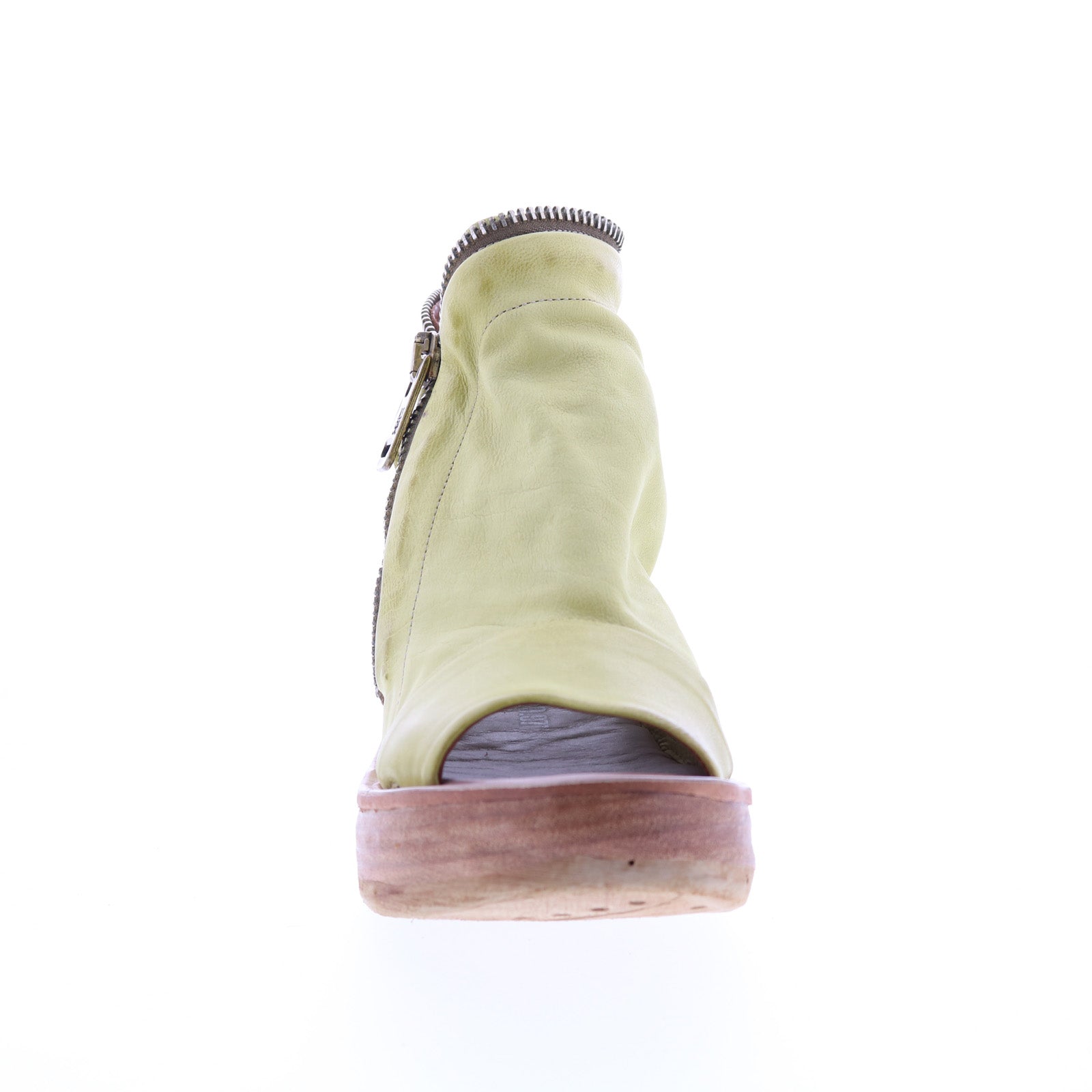 Naylor 528052-501 Womens Green Leather Zipper Sandals Wedges Shoes