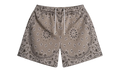 Screenprinted Paisley Two-Tone Shorts "Khaki" BS106