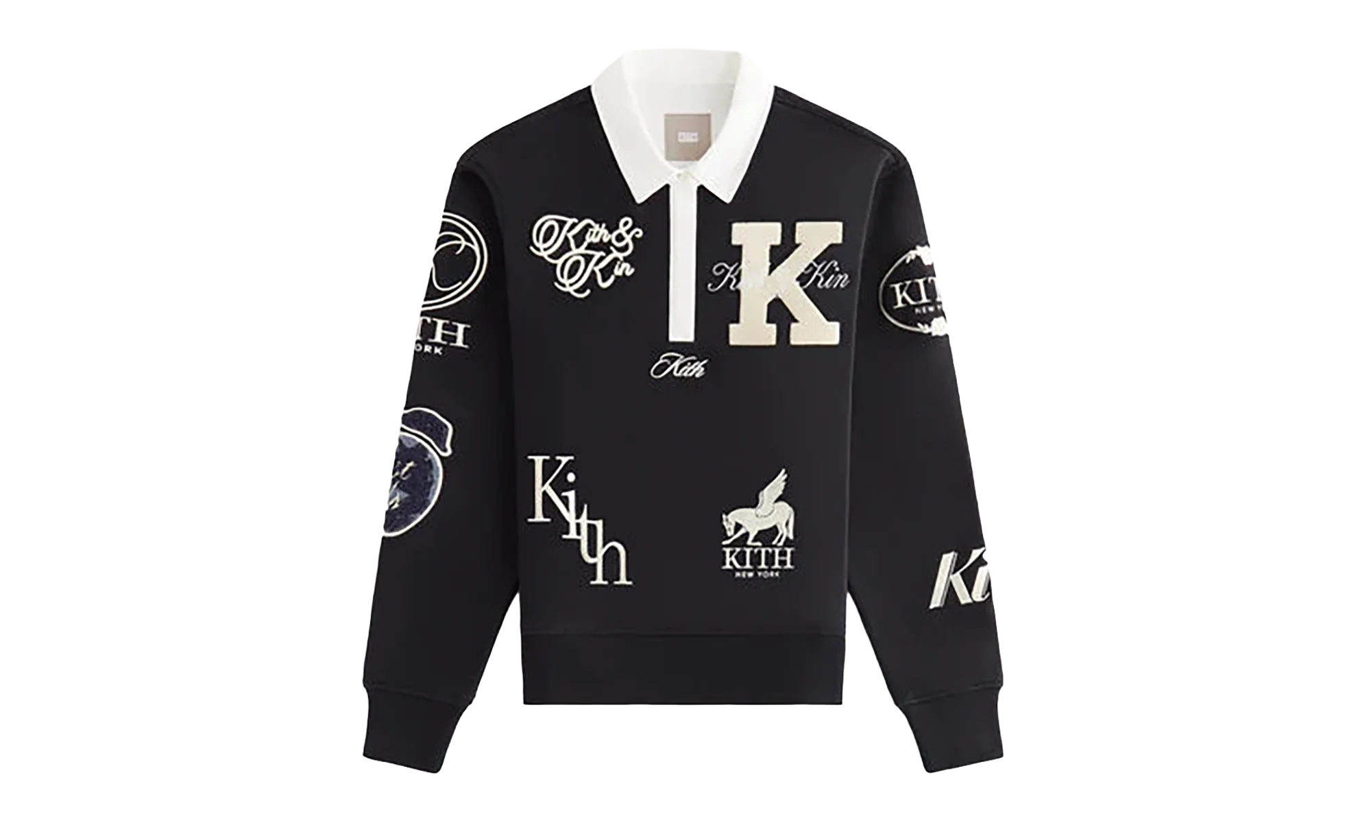 Emery Logo Patch Long Sleeve Rugby Shirt WMNS "Black" KITH114