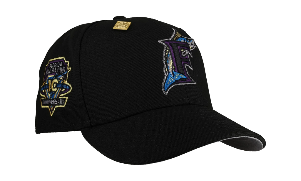 59FIFTY Florida Marlins 10th Anniversary Fitted Hat "Black / Aqua" NE112