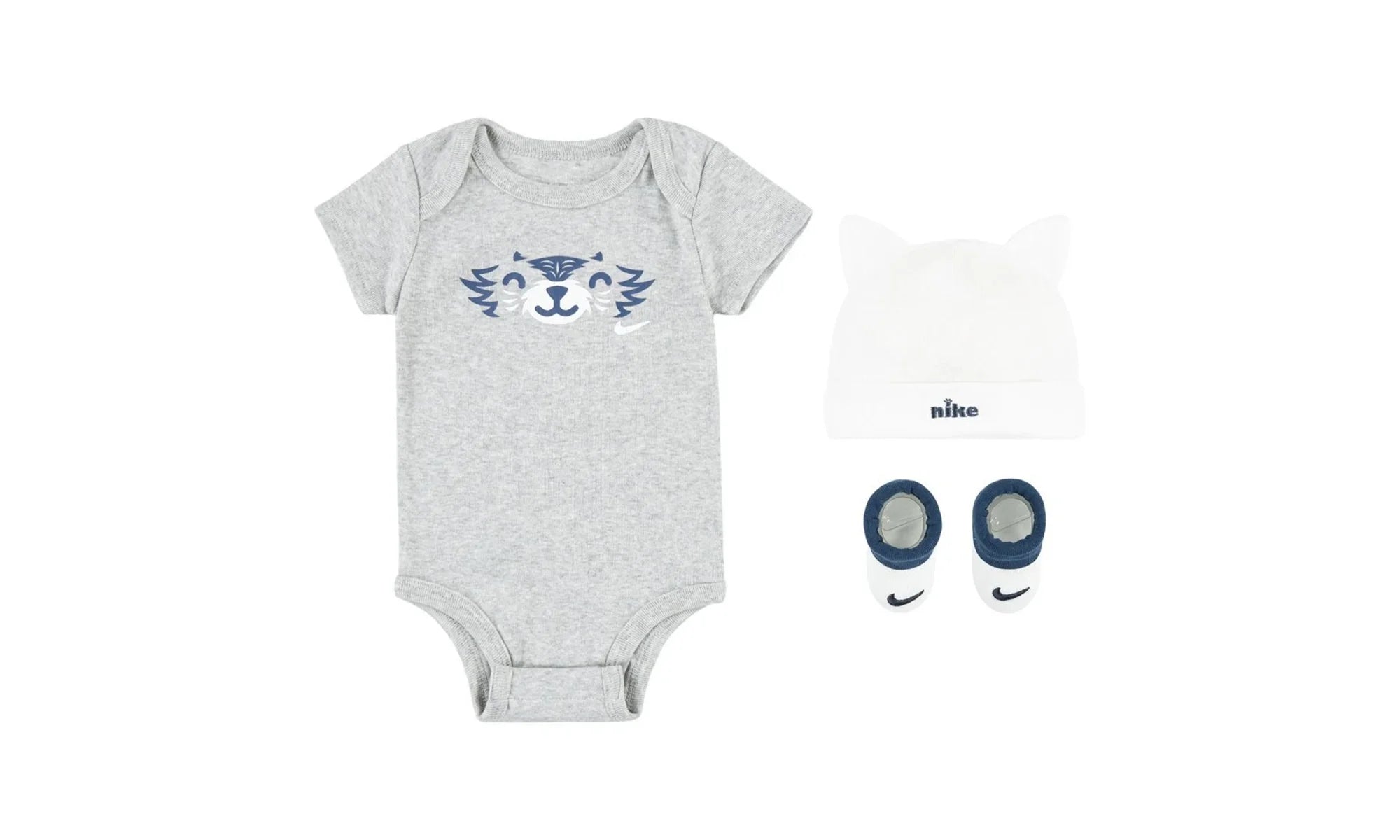 Baby Bodysuit, Hat and Booties 3-PC Box Set "Grey / White" NN0878 C00