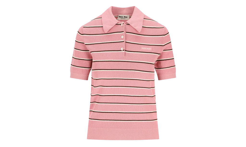 Striped Cotton Knit Polo Shirt WMNS "Pink" MMLB35 183M F0028