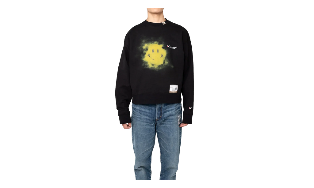 Smiley Face Crew Sweatshirt "Black" A09PO713 BLACK