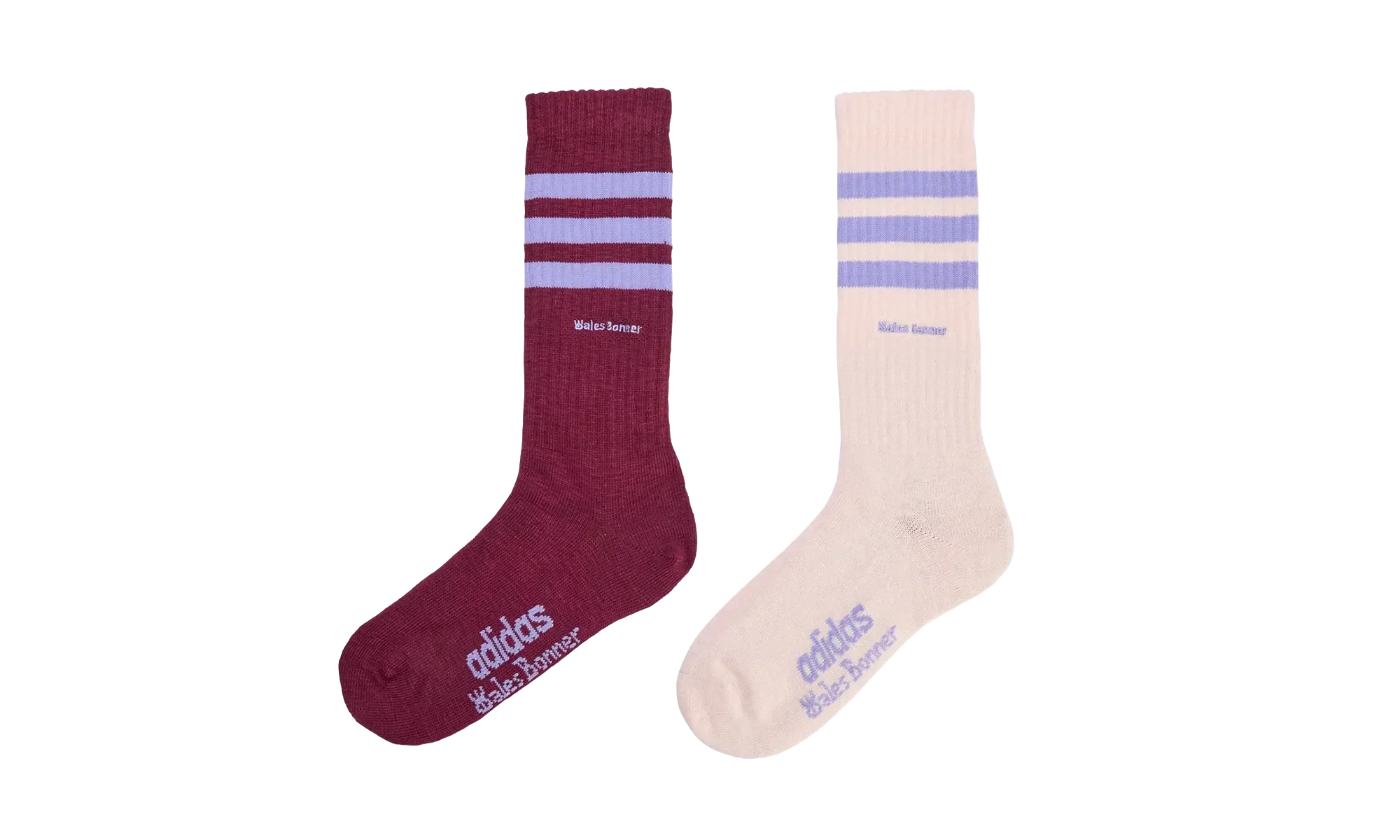 Wales Bonner 3-Stripes Socks (2 Pack) "Burgundy / Wonder Quartz" KD7727