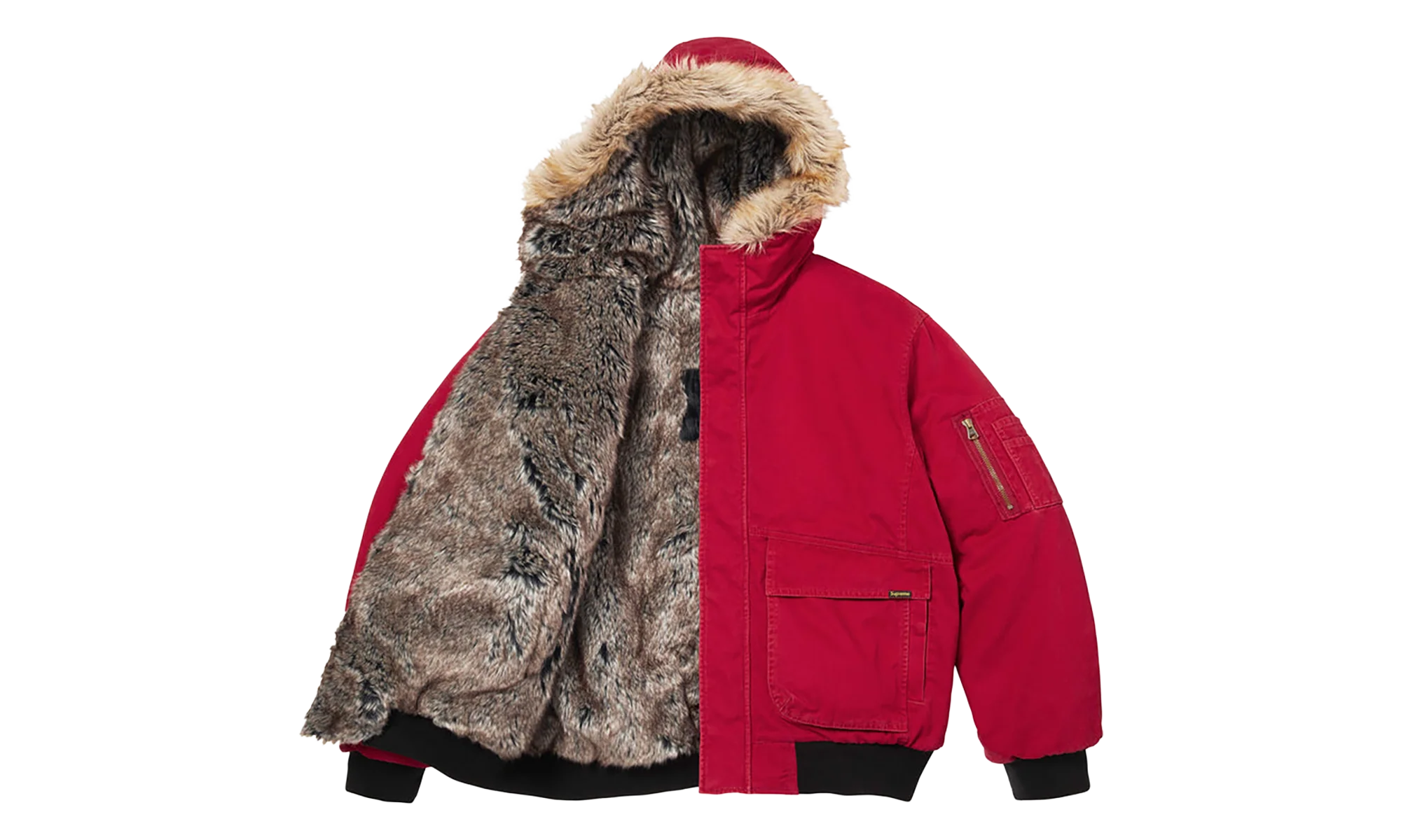 Reversible Faux Fur Hooded Work Jacket "SS26 - Red" SU27010