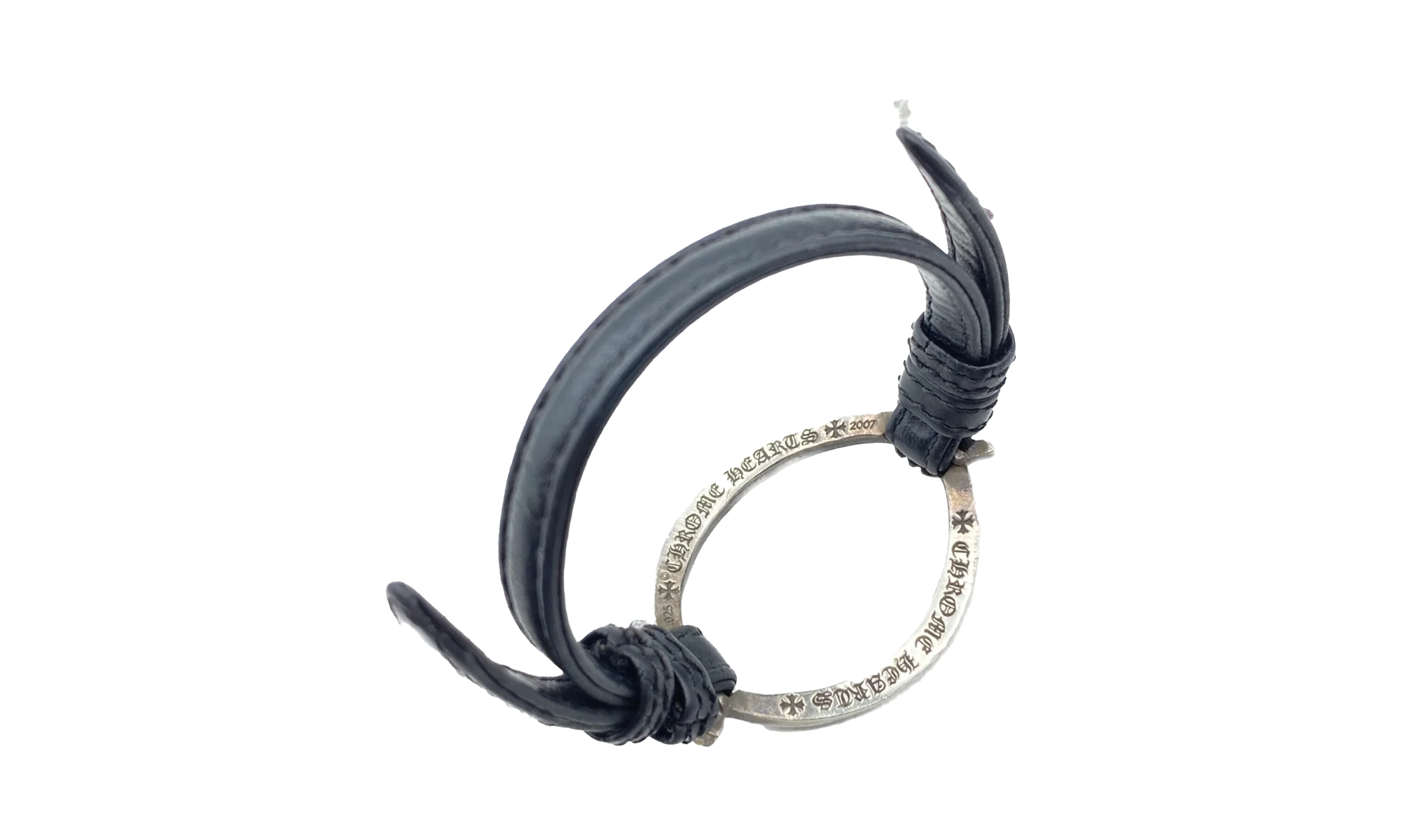 Open Oval Leather Bracelet "Black" CHRM0696