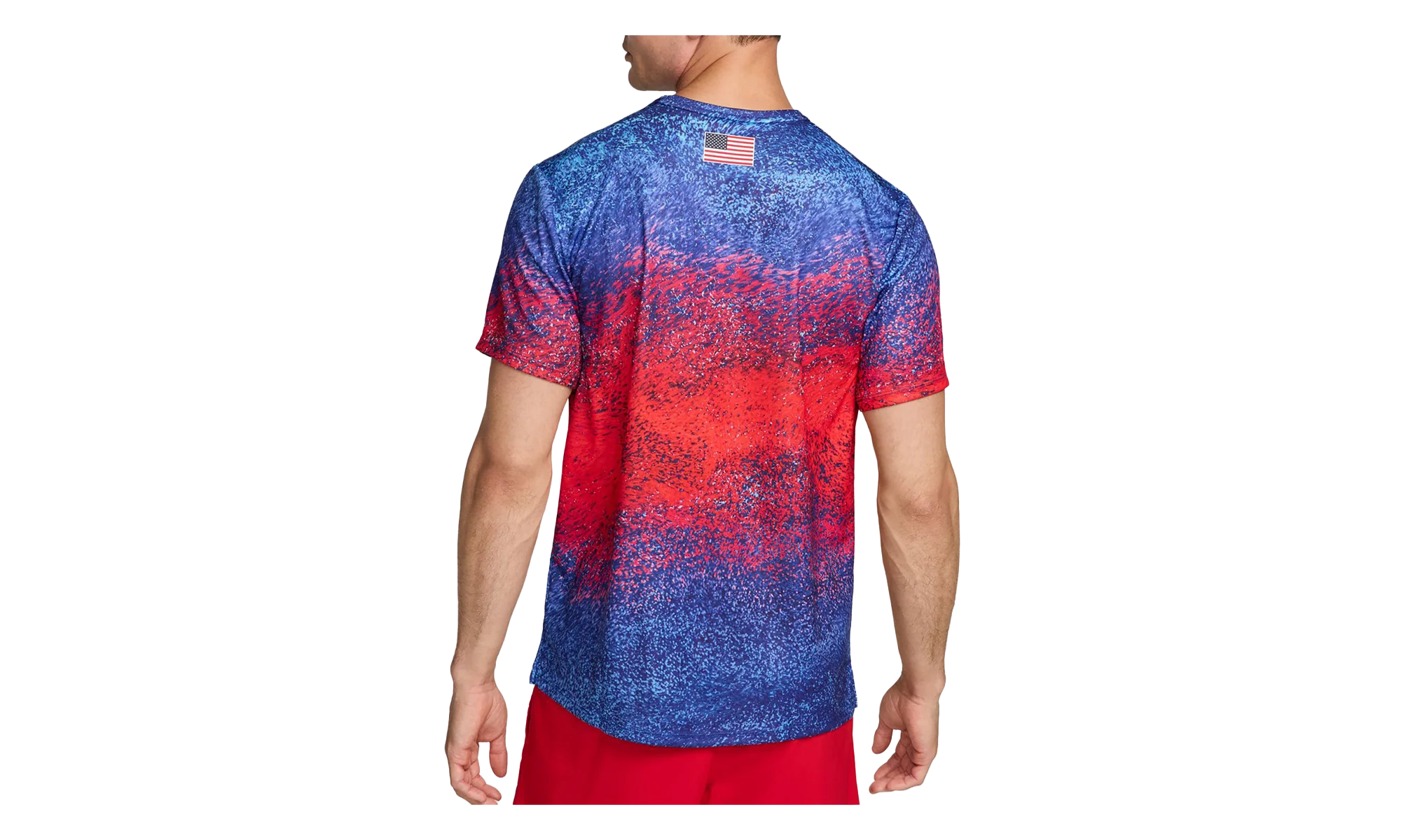 Dri-Fit Usa Miler Printed Running T-Shirt "Bright Crimson / Old Royal / White" FJ3411 635