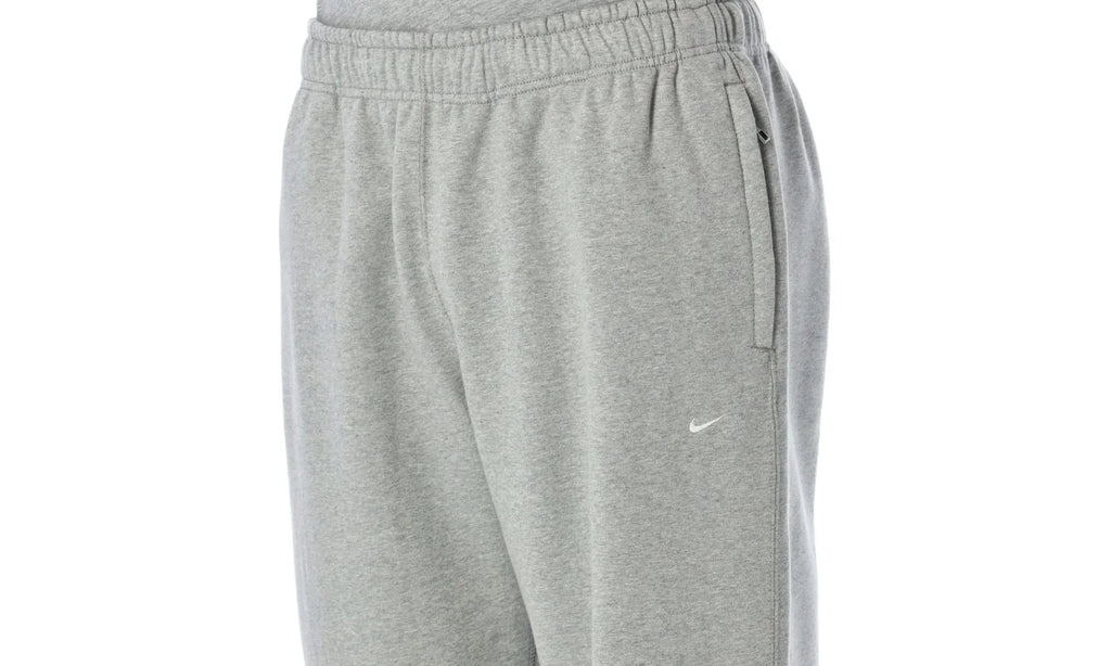 Solo Swoosh Fleece Open Hem Trousers "Dark Grey Heather / Light Smoke Grey / White" HV1090 063
