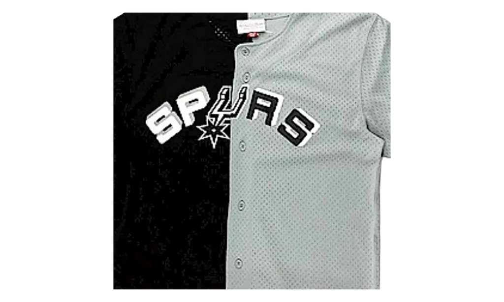 NBA Split Color Mesh Button Front Shirt "San Antonio Spurs - Black" BA88XR SAS K HF5