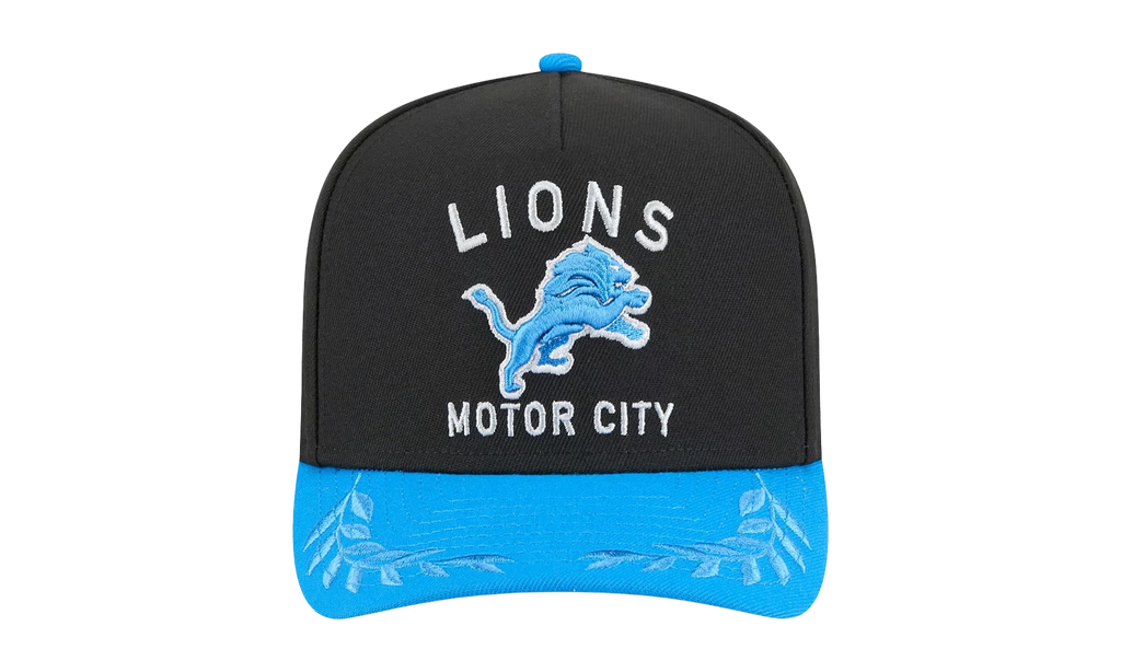 9FIFTY Detroit Lions NFL A Frame Snapback Hat "Black / Blue" NE105