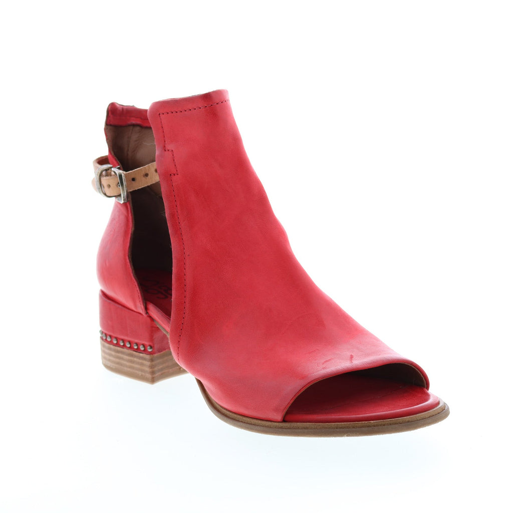 Morgan 672009-301 Womens Red Leather Hook & Loop Heeled Sandals Shoes