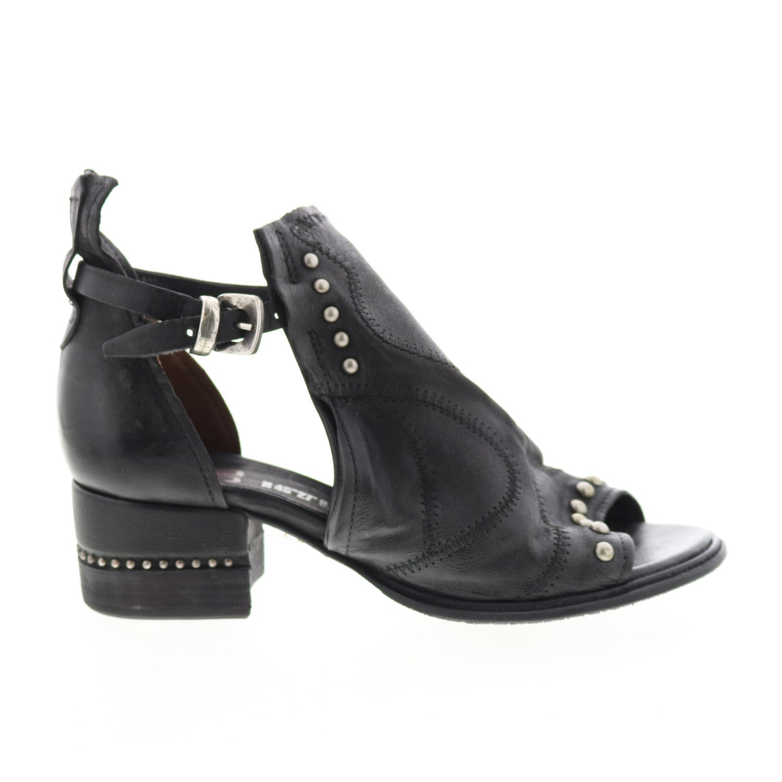 Maudie 672025-101 Womens Black Leather Heeled Sandals Shoes