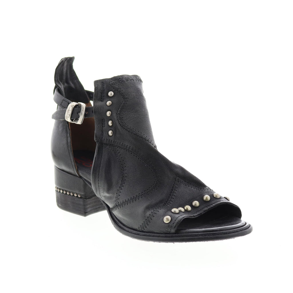 Maudie 672025-101 Womens Black Leather Heeled Sandals Shoes