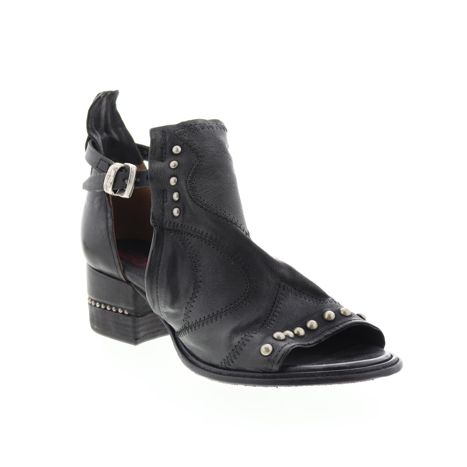 Maudie 672025-101 Womens Black Leather Heeled Sandals Shoes