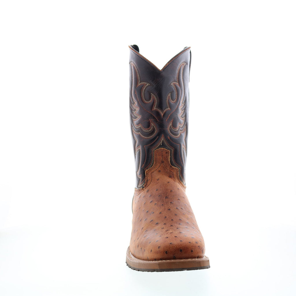 6750 Mens Brown Wide Leather Slip On Cowboy Western Boots