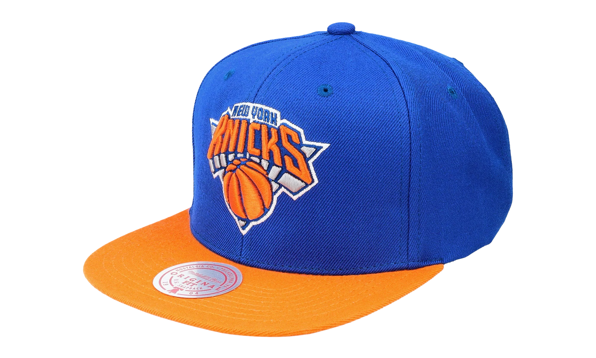 NBA Two-Tone 2.0 Hardwood Classics Fitted Cap "New York Knicks - Royal Blue / Orange" 6HSFJS19193 NYKRYOR