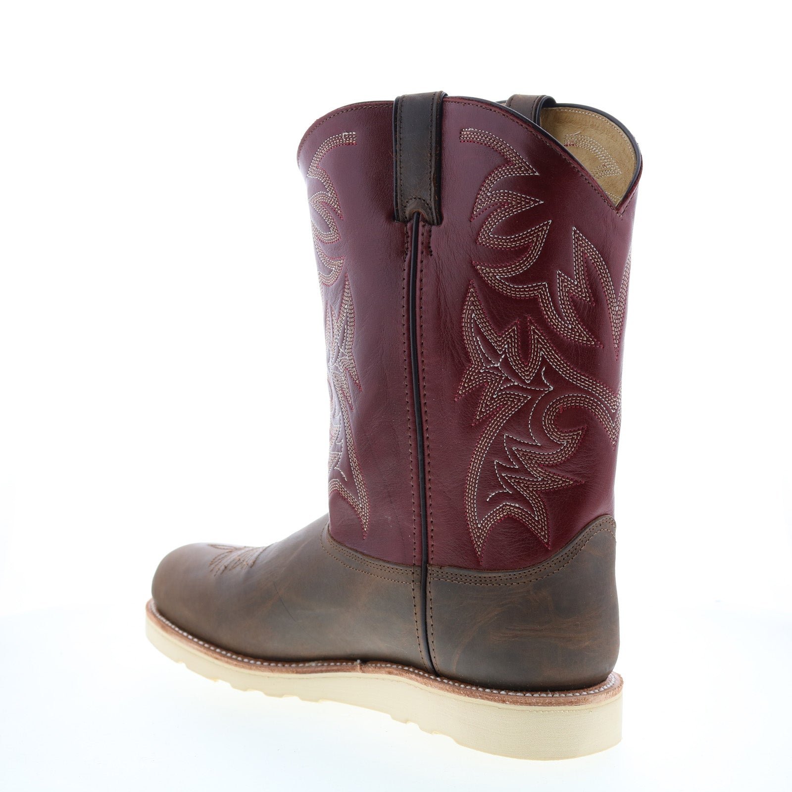 6820 Mens Burgundy Leather Slip On Cowboy Western Boots