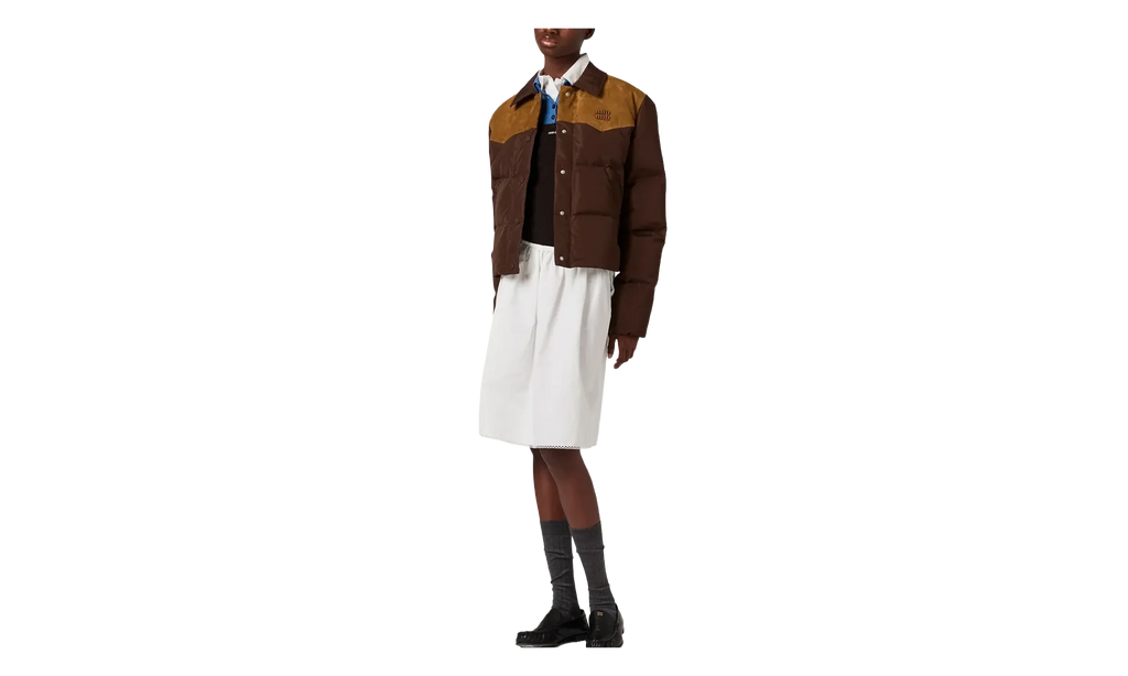Technical Pongé And Leather Down Jacket WMNS "Coffee" ML1371 18Q0 F0201 S OOO
