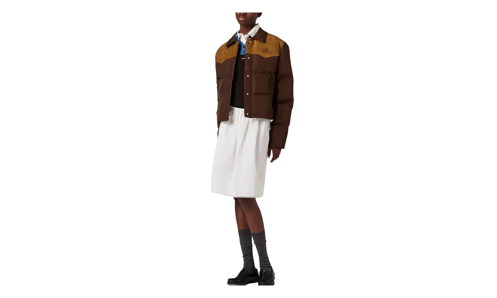 Technical Pongé And Leather Down Jacket WMNS "Coffee" ML1371 18Q0 F0201 S OOO