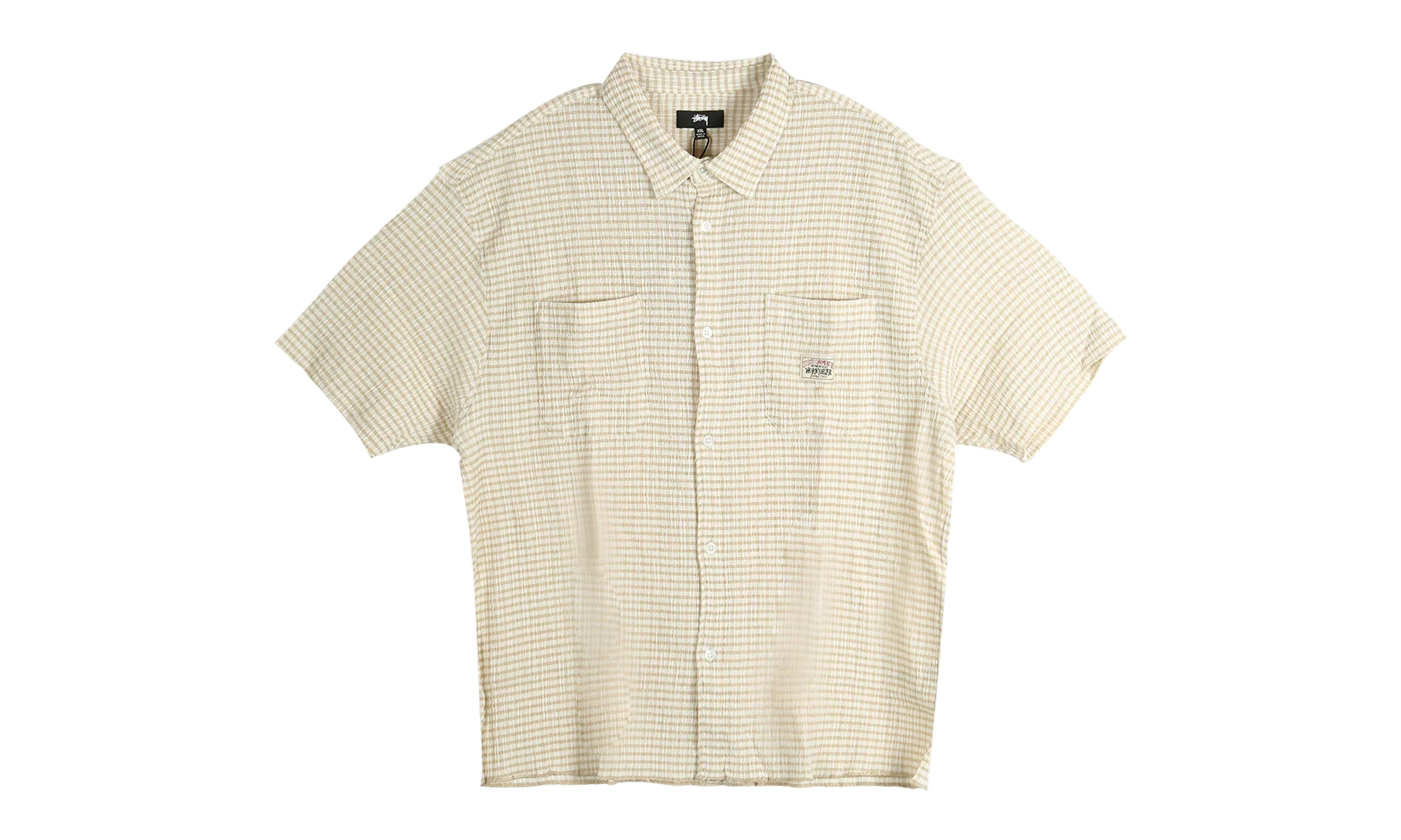 Crinkled Check Short Sleeve Shirt "TAN" 1110371 TANN