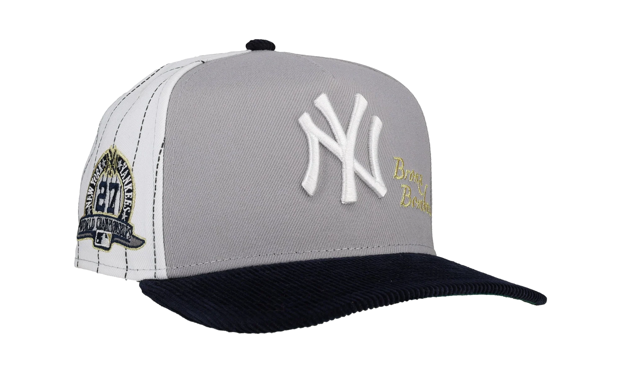 9FIFTY New York Yankees 27x World Series Champs Pinstripe A Frame Snapback Hat "Grey / White / Black" NE270
