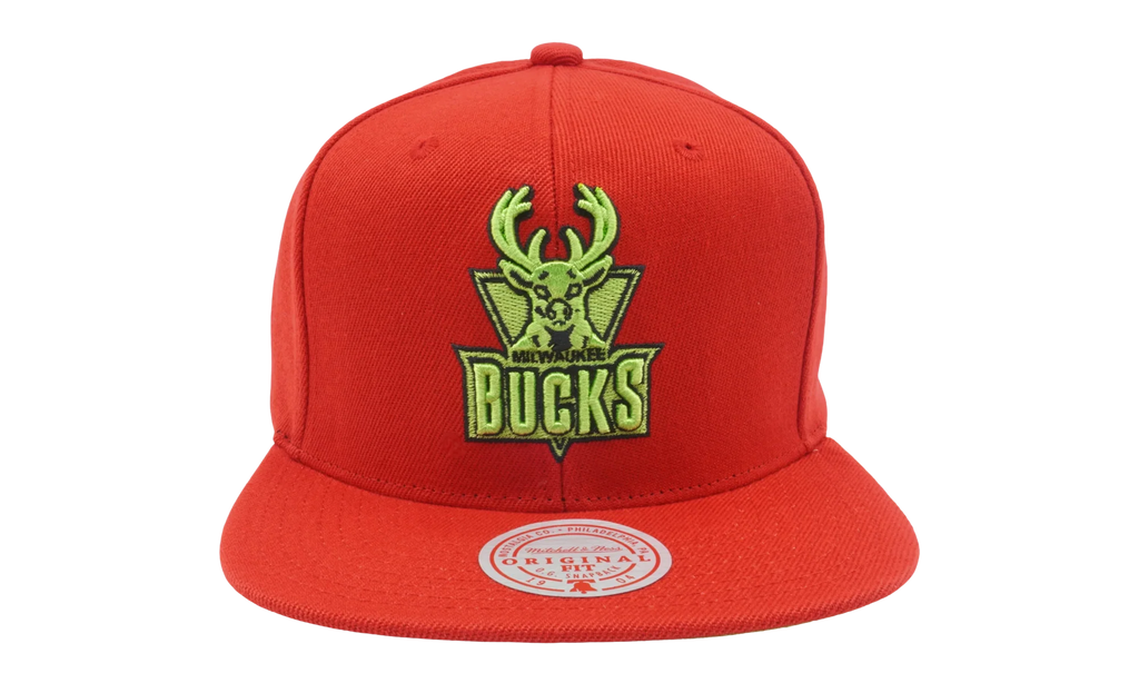 NBA Hardwood Classics Reverse Candy Apple Snapback Cap "Milwaukee Bucks - Red" 6HSSMM21056 MBURED1