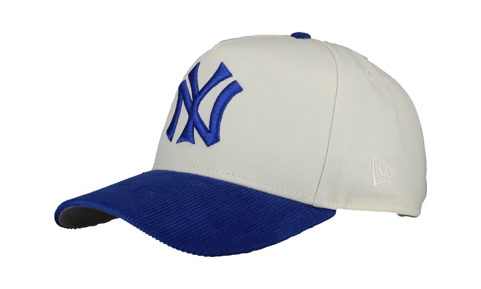 9FIFTY New York Yankees A Frame Snapback Hat "Off White / Royal - Corduroy Visor" NE335