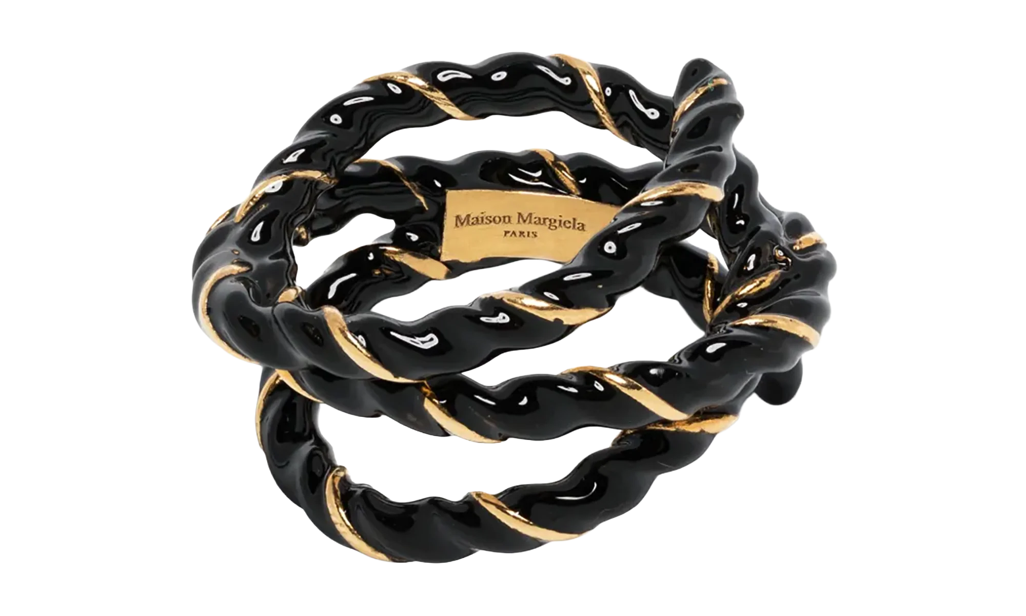 GOLD PLATED TWISTED RING "Black / Gold" SM1UQ0108P6477967