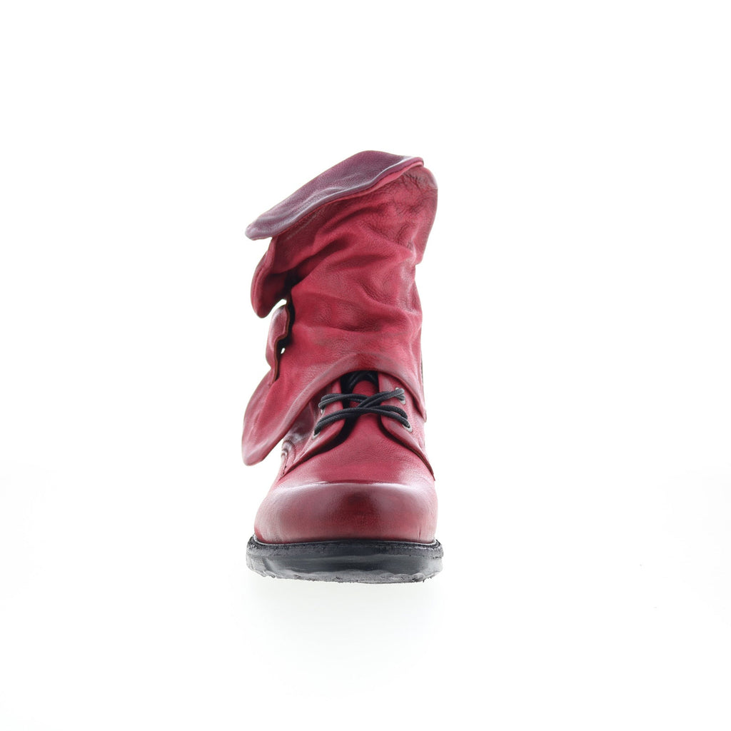 Simon 717204-401-0011 Womens Red Leather Lace Up Casual Dress Boots