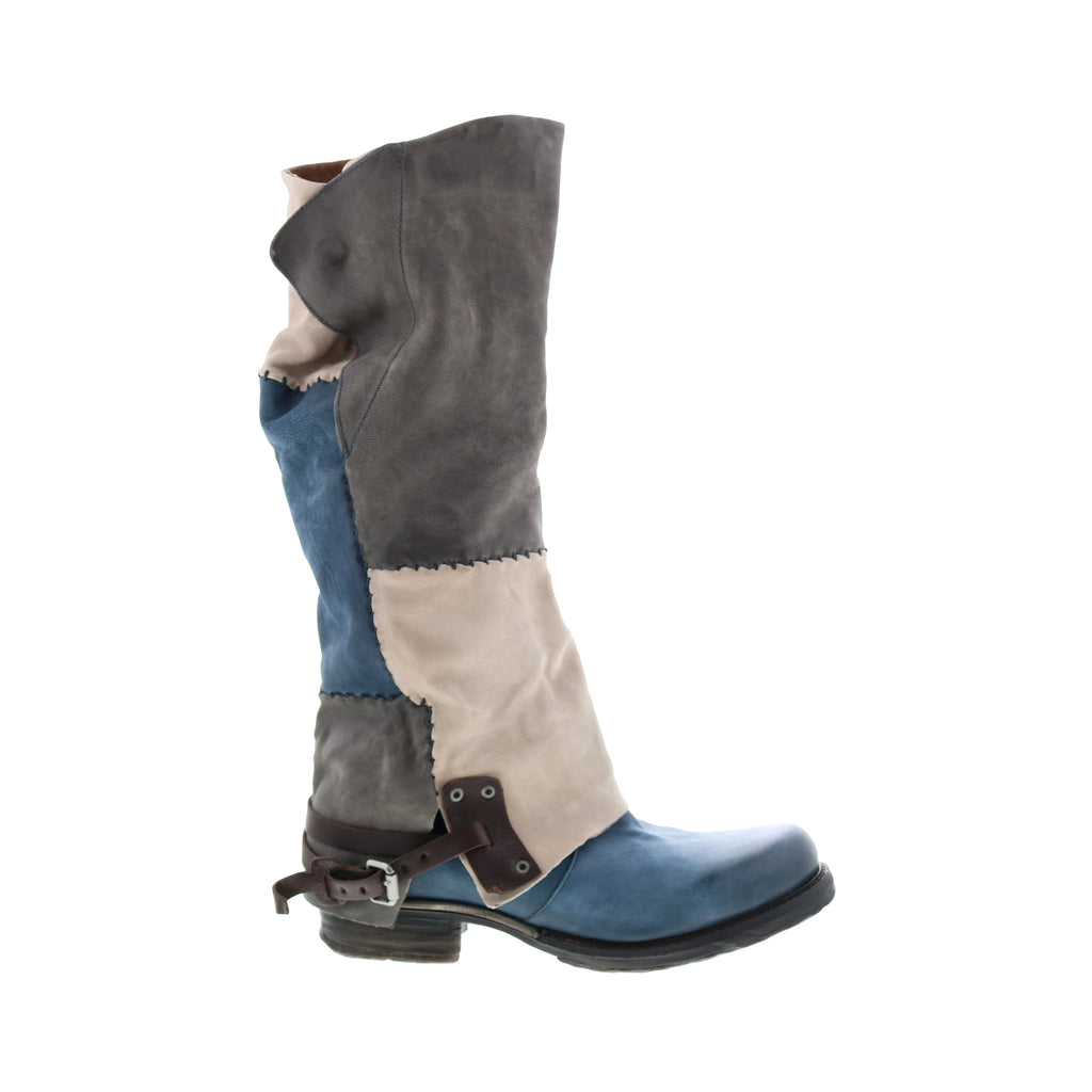 Salvador 717342-401 Womens Blue Leather Hook & Loop Knee High Boots