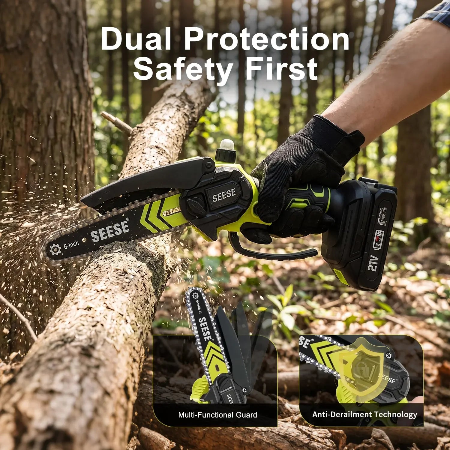 6-Inch Brushless Mini Chainsaw Cordless with Auto Oiling & 2000mAh Battery