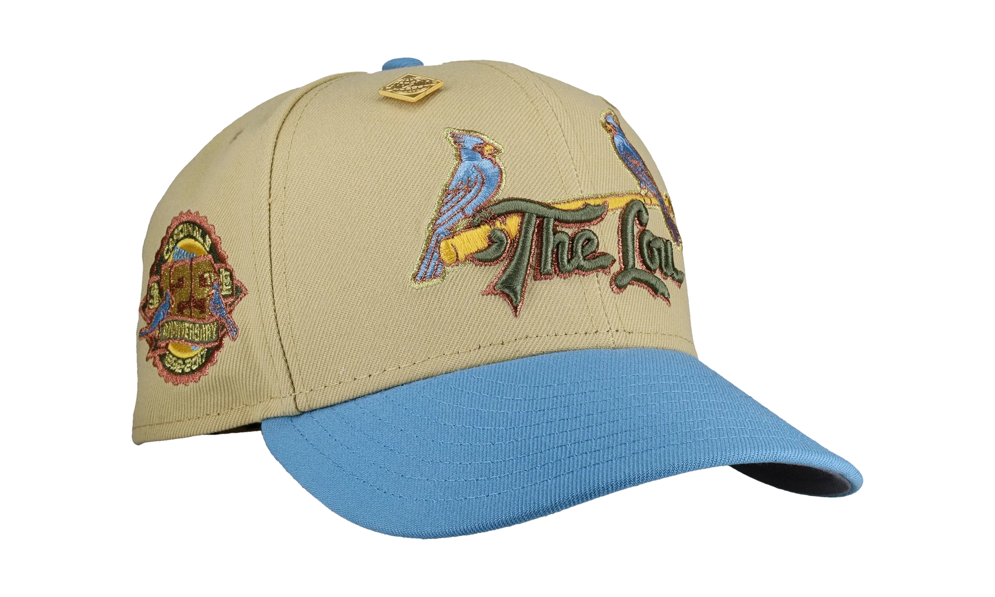59FIFTY St Louis Cardinals 125th Anniversary Fitted Hat "Vegas Gold / Blue Metallic" NE381