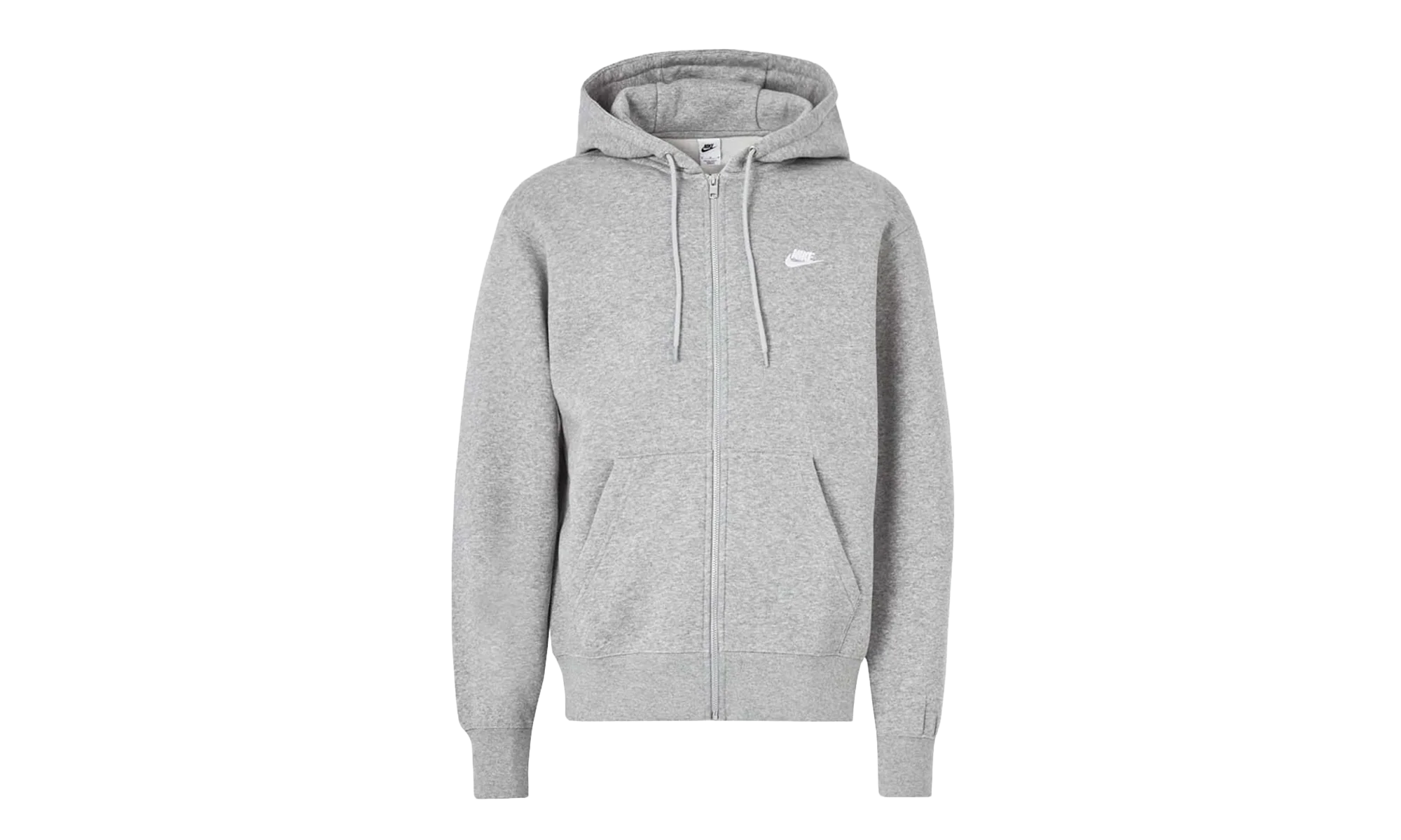 Club Full-Zip Fleece Hoodie "Dark Grey Heather /Light Smoke Grey / White" FN3861 063