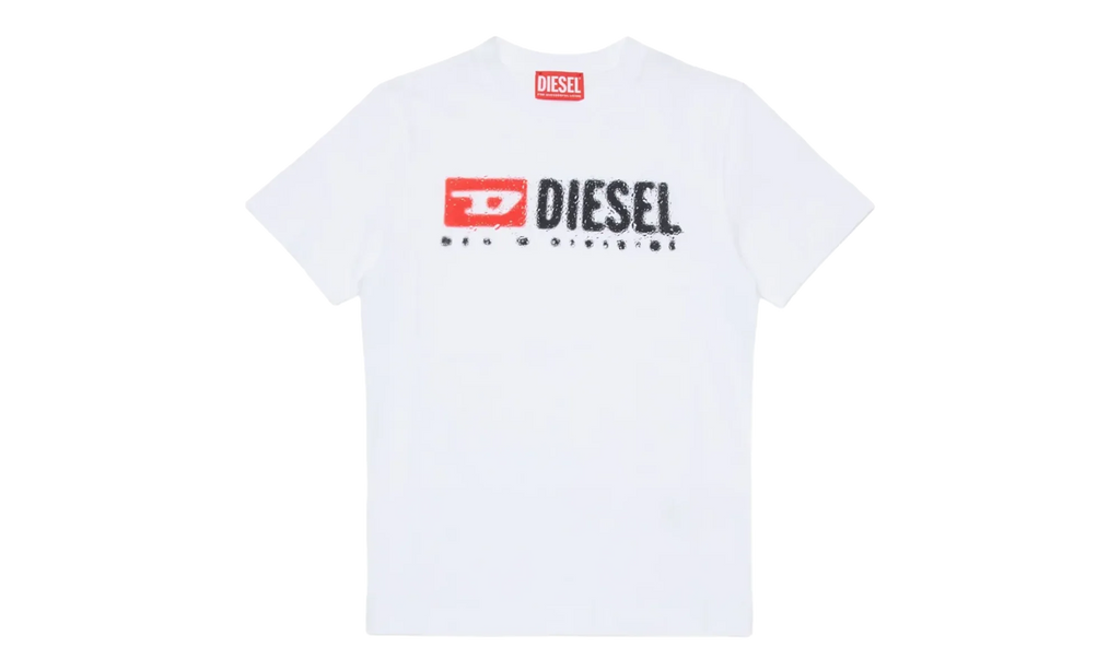 Short Sleeve Distressed Logo T-Shirt GS "White" J02475 00YI9 K100