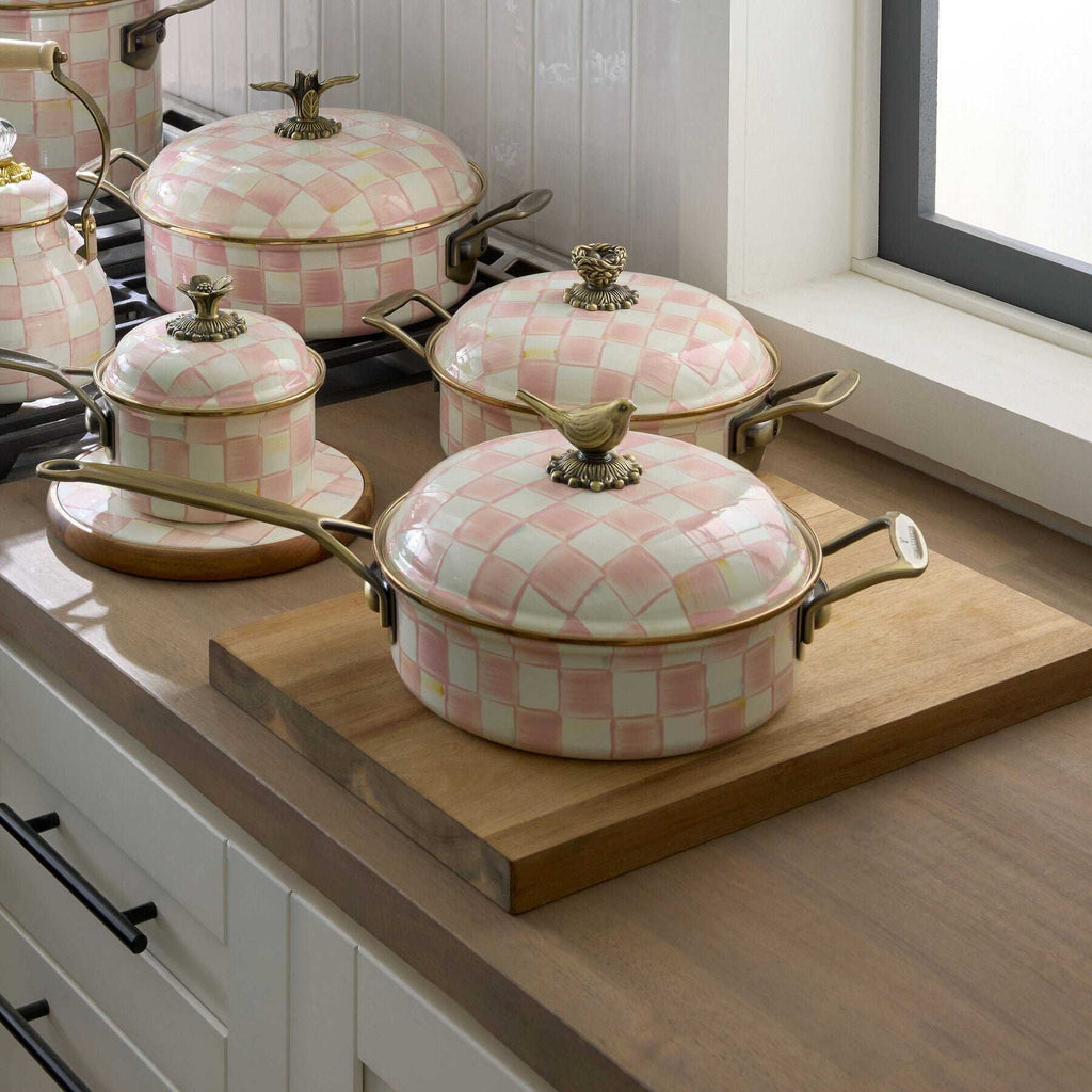 Mackenzie-Childs Rosy Check Enamel 5 Qt. Casserole