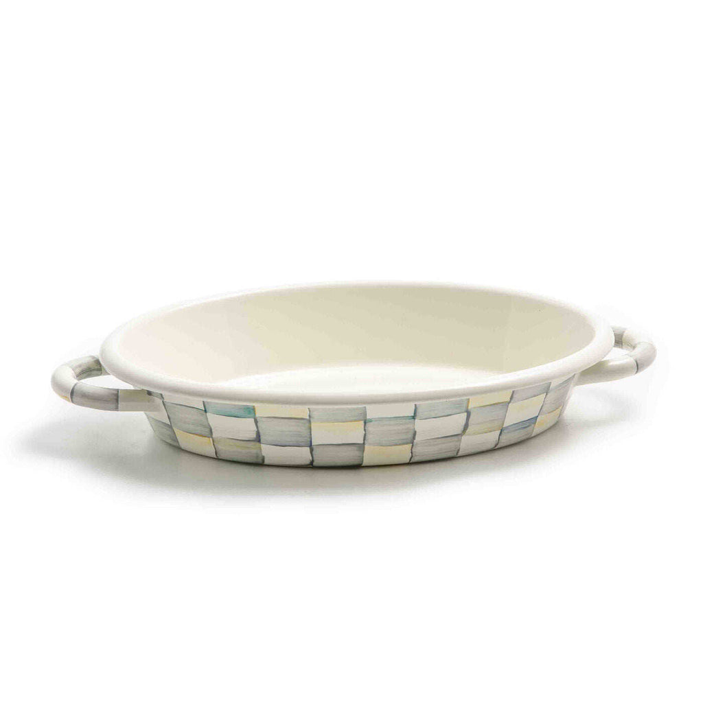 Mackenzie-Childs Sterling Check Medium Oval Gratin Dish