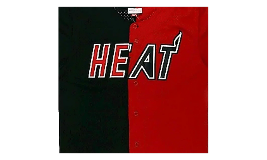 NBA Split Color Mesh Button Front Shirt "Miami Heat - Black" BA88XN MHE K HF1